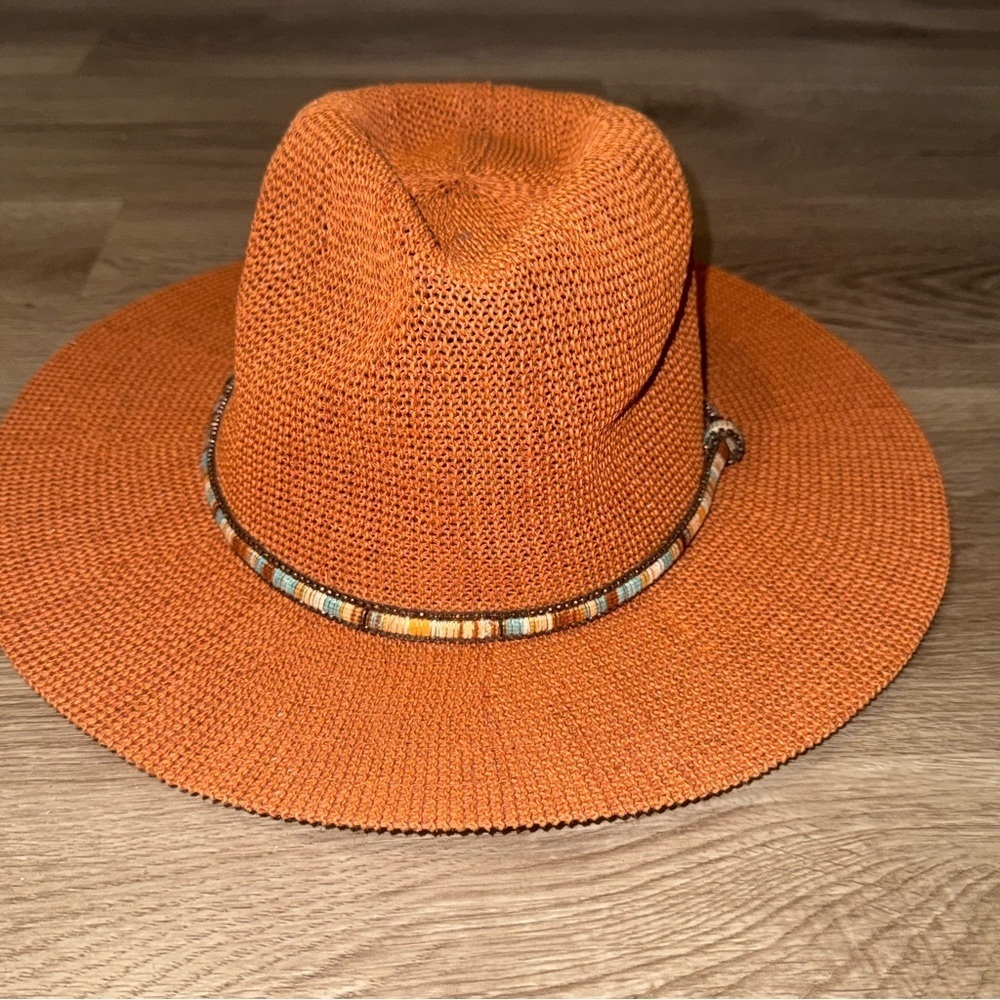 Anthropologie Orange Fedora Sun Hat - Picture 4 of 10